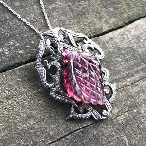 Stunning Pink Tourmaline Diamond Necklace, Rubellite Silver Pendant, Oxidized Design, Special Collection Piece, Pink Rubellite Men Necklace