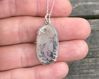 Agate necklace Details about   Dendritic agate necklace sterling silver gemstone pendant P148 
