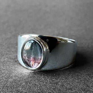 Elegant Bi-Color Tourmaline Silver Ring, Pink Blue Tourmaline Silver Ring, Rubellite Indicolite Tourmaline Ring Size 7, Special Collection