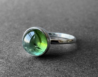 Cute Sugar Green Chrome Tourmaline Ring, Chrome Tourmaline Silver Ring, Green Tourmaline Ring Size 7, Vivid Green Color, Special Piece