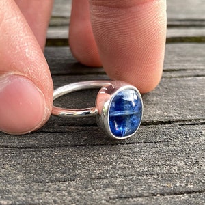 Natural Blue Kyanite Silver Ring, Kyanite Crystal Jewelry, Blue Kyanite Crystal Ring Size 7, Fine Quality Blue Kyanite, Handmade and Silver