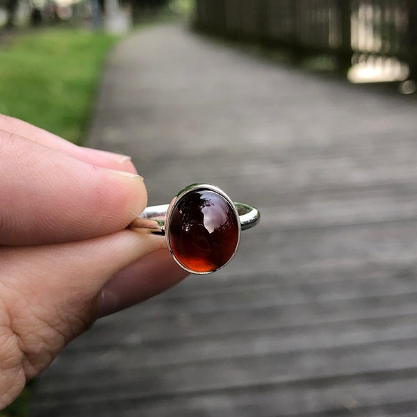 Natural Red Pyrope Garnet Stone Silver Ring, Pyrope Garnet Ring Size 6 7 8 9, Skin Touch Open Back Design, Red Garnet Jewelry, Garnet Gift