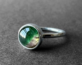 Watermelon Green and Pink Tourmaline Ring, Bi Color Tourmaline Silver Ring, Watermelon Tourmaline Ring Size 7, Special Collection Piece