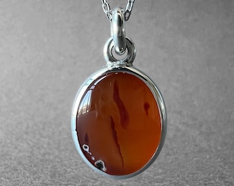 Collier pendentif en argent avec agate du Yémen rouge naturelle, pièce de collection spéciale, bijoux uniques