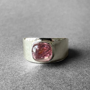 Cute Pink Rubellite Tourmaline Silver Band Ring, Vivid Pink Color Tourmaline Ring, Tourmaline Ring Size 7, Special Piece, Gift for Her