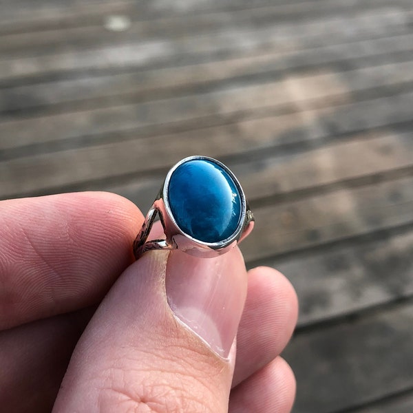 Turquoise Silver Ring, Fine Quality Genuine Turquoise, Turquoise Ring Size 7, Oval Shape, Completely Handmade Active