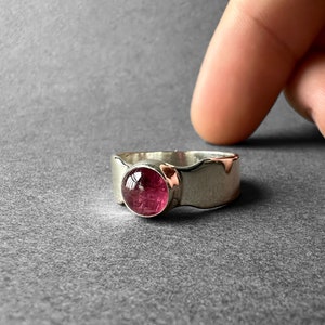 Cute Rare Pink Color Tourmaline Silver Ring, Natural Pink Rubellite Tourmaline Ring Size 7, Elegant Design, Handmade and Sterling Silver