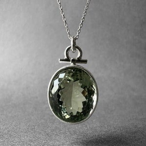 Stunning Natural Prasiolite Stone Silver Necklace, Green Amethyst Prasiolite Pendant, Special Piece, Prasiolite Men Necklace, Gift for Her
