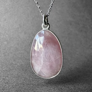 Natural Pink Sapphire Stone Silver Necklace, Pink Sapphire Pendant