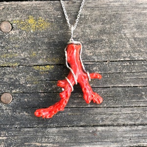 Natural Italian Red Coral Necklace, Genuine Red Coral, Special Pieces, Minimalist Jewelry, Handmade and Silver