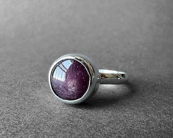 Natural Ruby Stone Silver Ring, Genuine Ruby Ring, July Birthstone, Ruby Ring Size 7.5, Elegant Design Ruby Ring, Gift for Her