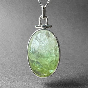 Stunning Green Tourmaline Necklace, Bi-Color White Green Tourmaline Stone Pendant, Special Piece, Vivid Green Tourmaline, Gift for Her Him