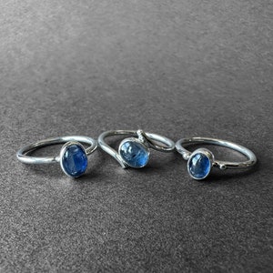 Natural Cute Blue Kyanite Silver Rings, Clear Kyanite Crystal Stone Ring Size 7, Simple and Solid Design for Daily Using, Made to Order Ring