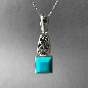 Natural Turquoise Silver Necklace, Fine Quality Turquoise Stone Pendant, Genuine Turquoise Pendant, Special Piece, Turquoise Men Necklace