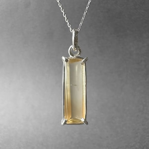 Natural Unheated Citrine Stone Silver Necklace, Natural Yellow Citrine Pendant, Special Piece, Skin Touch Design, Citrine Men Necklace