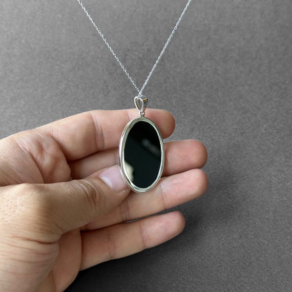 Collier Pendentif Vintage En Agate Naturelle Et Argent Avec Cordon Cuir - Bijou Artistique