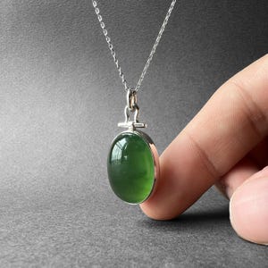 Natural Green Jade Silver Necklace, Natural Green Canadian Nephrite Jade Pendant, Green Stone Necklace, Jade Men Jewelry, Gift for Her Him
