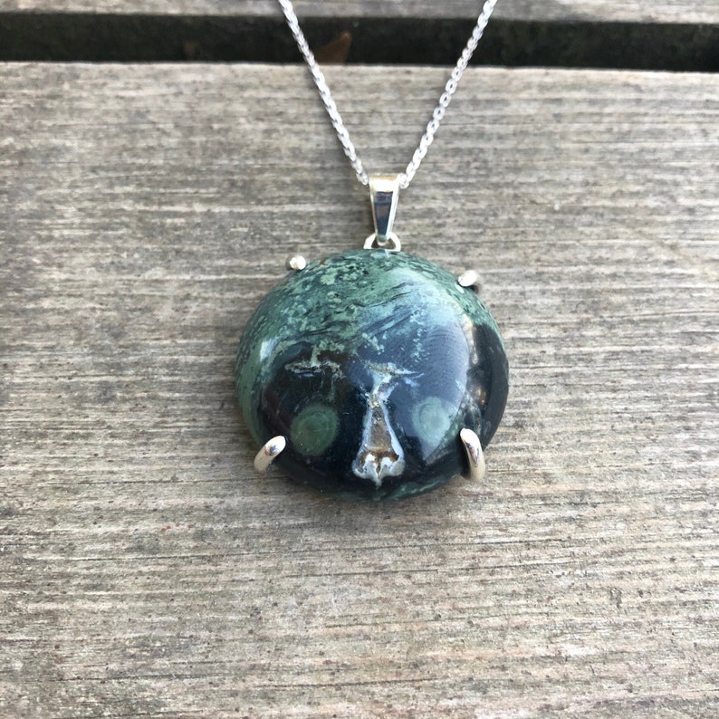 Jasper Necklace Completly Handmade /& Silver Lemur Figure Jasper Pendant