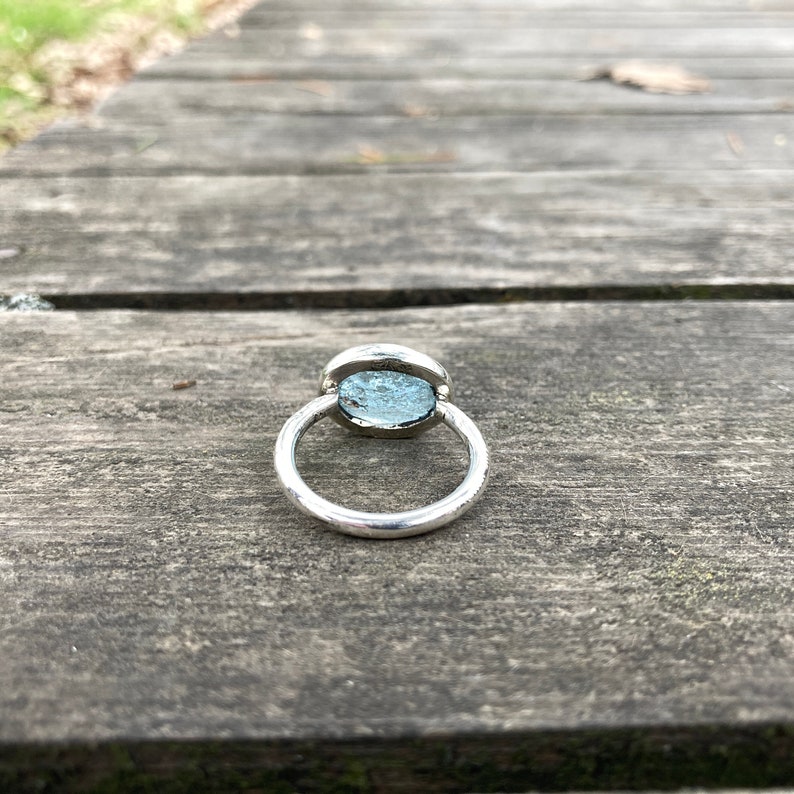 Stackable Rings Ocean Blue Aquamarine Simple Daily Use Design Aquamarine Silver Ring Handmade and Silver Ring Size 7 March Birthstone