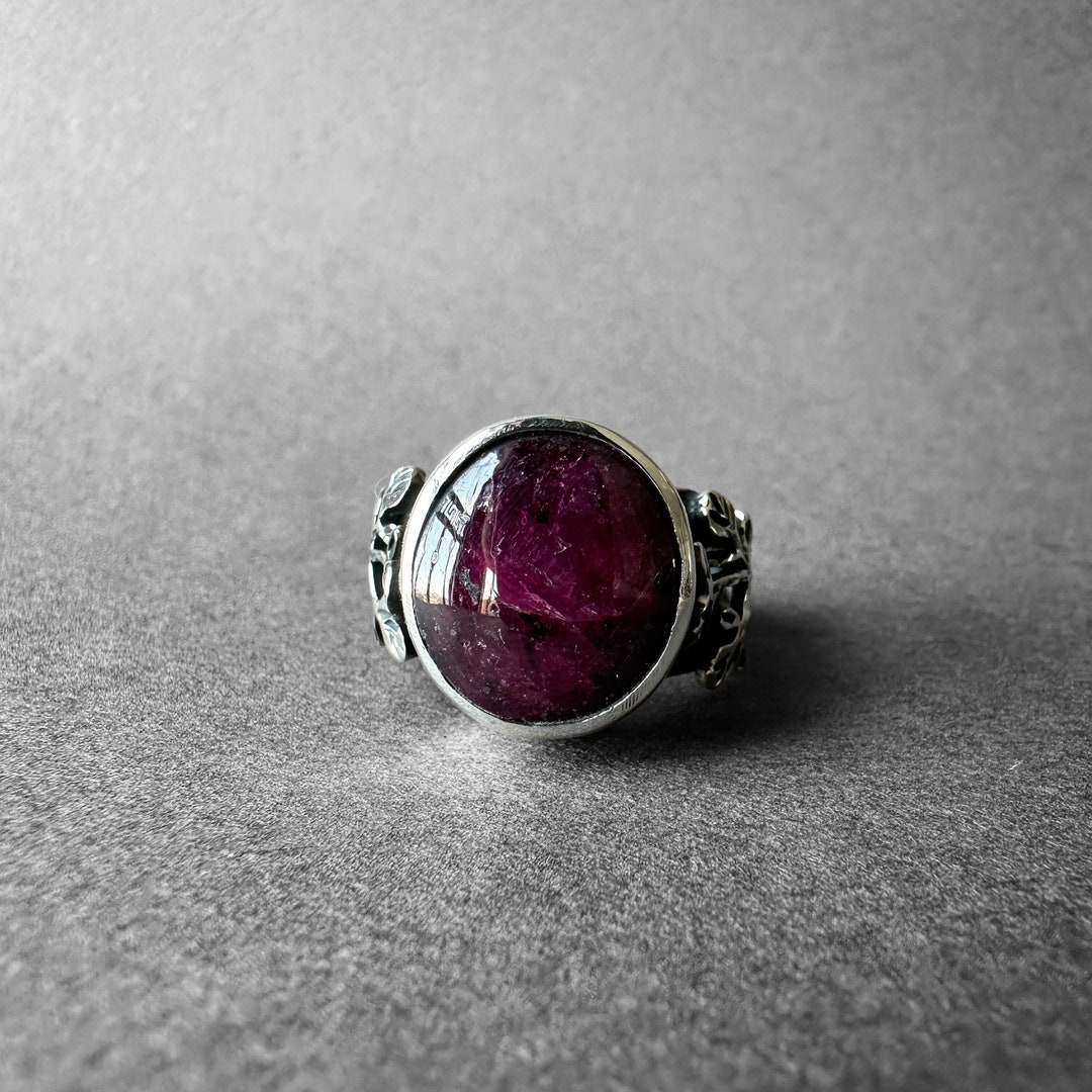 Ancient Rome Style Natural Star Ruby Silver Ring, Vine Red Ruby Ring ...