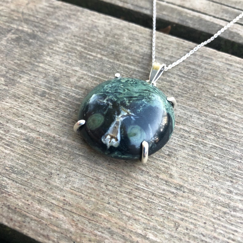Jasper Necklace Completly Handmade /& Silver Lemur Figure Jasper Pendant