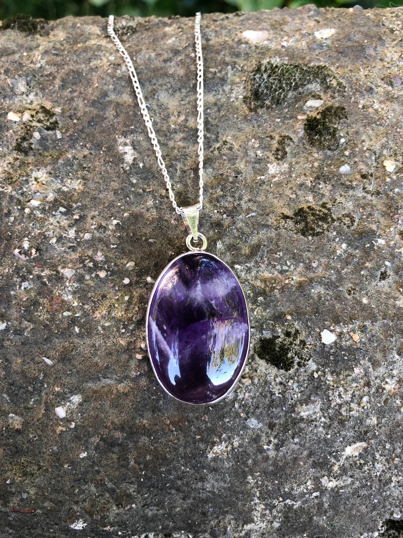 Amethyst Necklace Pendant Handmade /& Silver