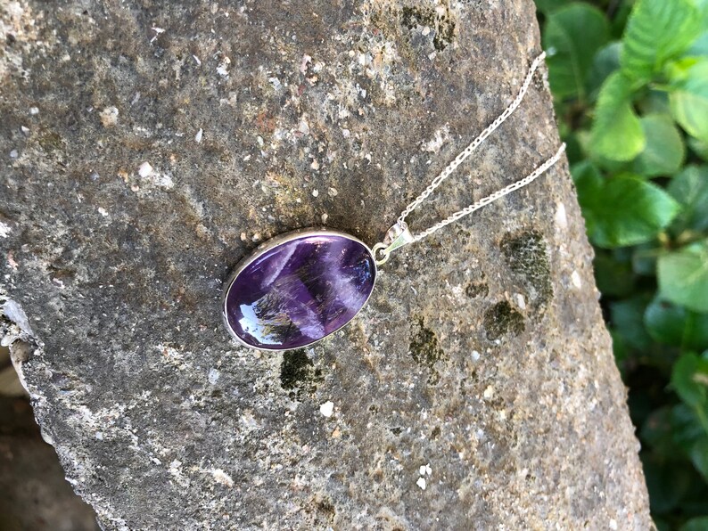 Amethyst Necklace Pendant Handmade /& Silver
