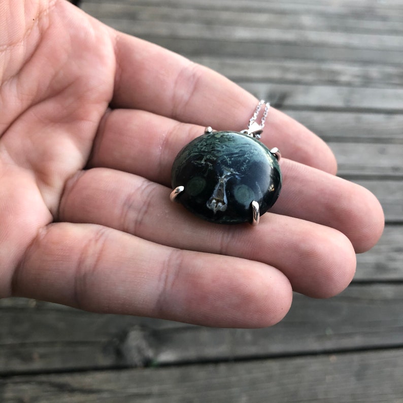 Jasper Necklace Completly Handmade /& Silver Lemur Figure Jasper Pendant