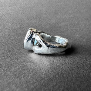 Fantastisk silverring med naturlig akvamarinsten, blå beryll-akvamarinring storlek 7, fars speciella samlingsstycke, antikens romersk konstdesign bild 4