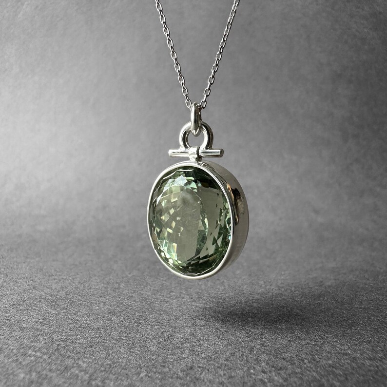 Stunning Natural Prasiolite Stone Silver Necklace, Green Amethyst ...