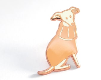 Broche de suéter de cão de caça - branco/preto/cinza - whippet, galgo irlandês ou galgo inglês