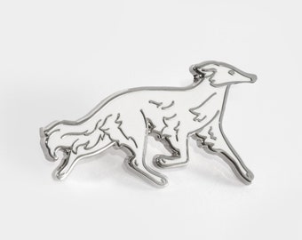 Silken Windhound Pin - weiß oder schwarz, harter Emaille Anstecker, Geschenke für Hundebesitzer