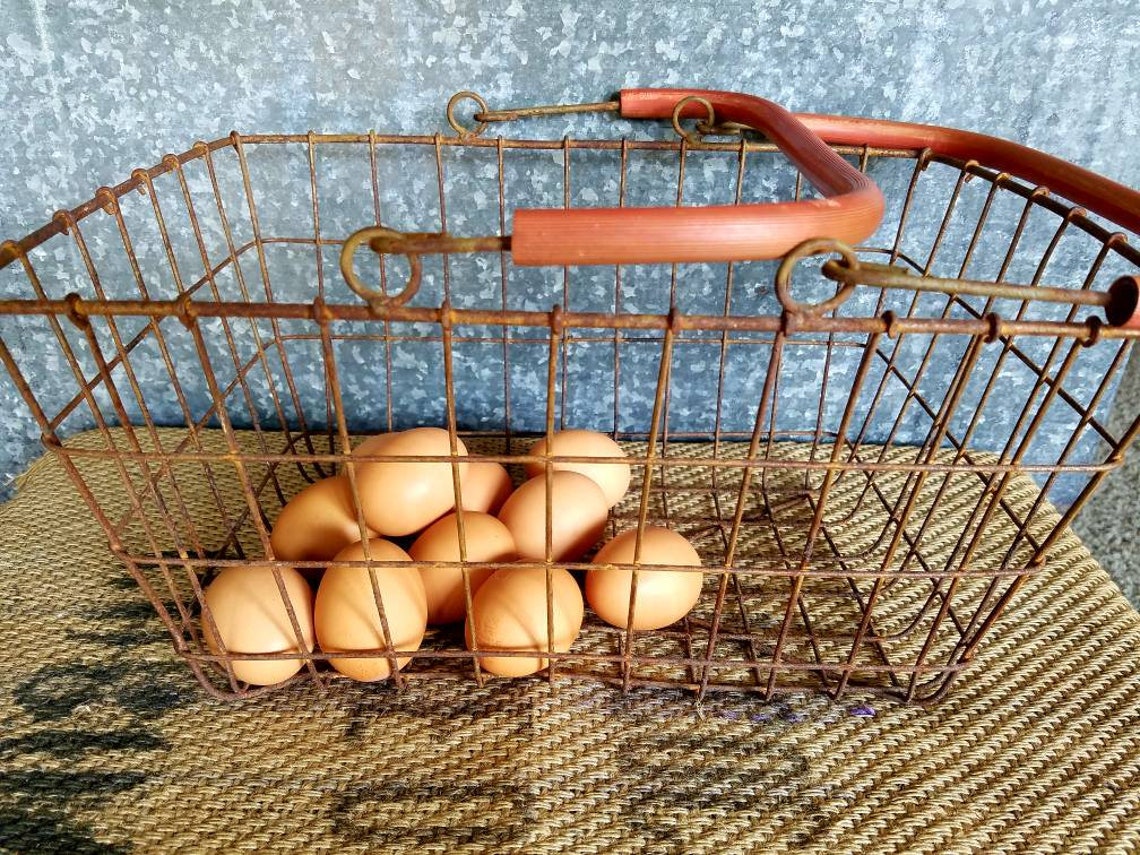 Wire Chicken Egg Basket Two Handles AUTHENTIC VINTAGE Etsy