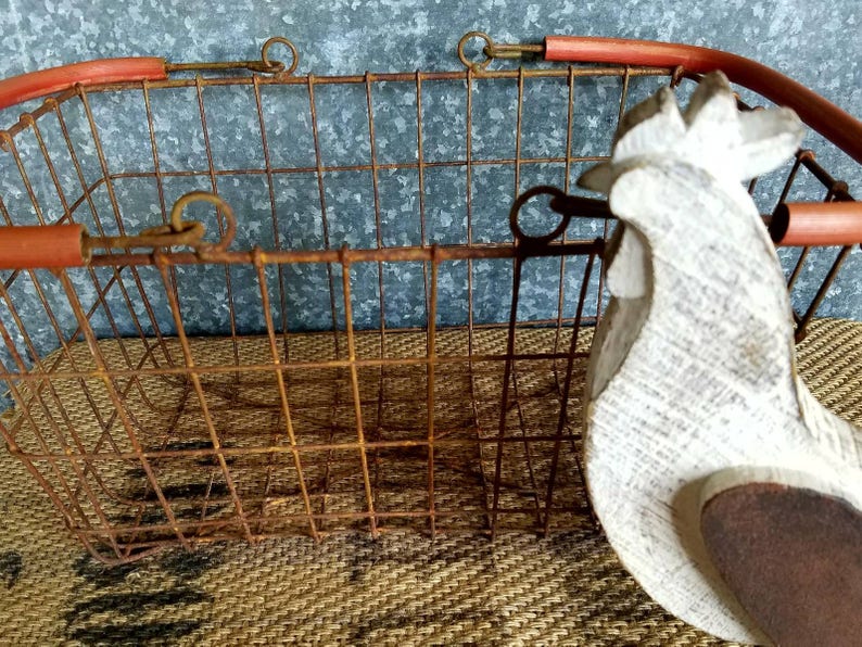 Wire Chicken Egg Basket Two Handles AUTHENTIC VINTAGE Etsy