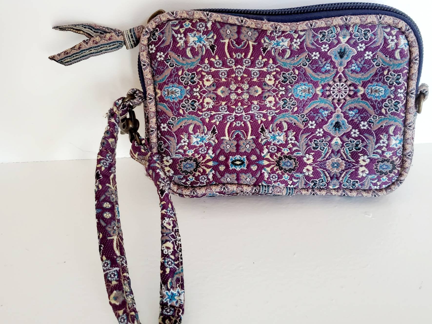 Vintage Wristlet Boho Tapestry Fabric Purple-Blue Or | Etsy