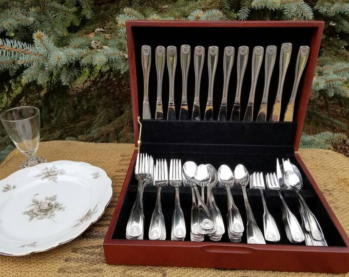 Vintage Stainless Steel Flatware Set Rogers Classic Shell Etsy