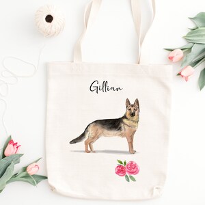 Personalised German Shepherd Tote Bag, Dog Gift For Her, Name Tote Bag, Dog Gifts, Dog Tote Bag, Tote Bag, Dog Gifts Reusable Shopping Bag