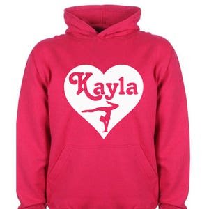 Personalized Gymnast Hoodie: Heart Design, Custom Name
