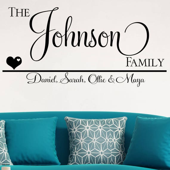 personalised wall sticker family vinyl decal transfer name | etsy