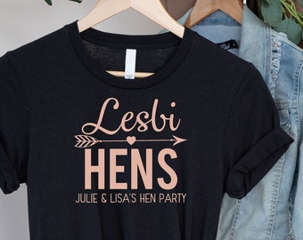 Lesbian Hen T Shirts LGBT Rose Gold Pride Bride Lesbihens Party Personalised Hen Do T-shirts