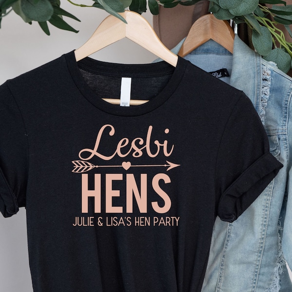 Lesbian Hen T Shirts LGBT Rose Gold Pride Bride Lesbihens Party Personalised Hen Do T-shirts