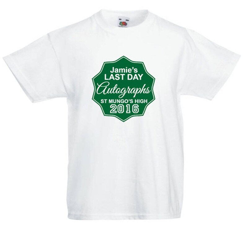 Personalised Kids T Shirt School Leavers Autograph Age 13 & Etsy UK