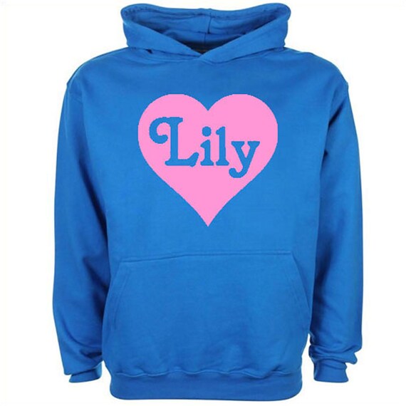 Personalized Kids Hoodie: Heart Name Design, Custom Colors