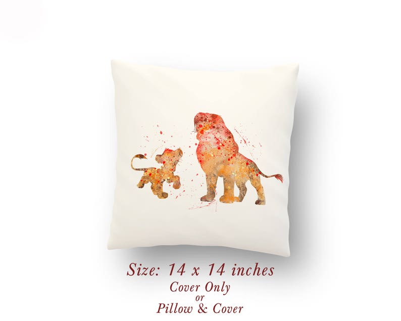 The Lion King Simba and Mufasa Watercolor Pillow Cover or Etsy