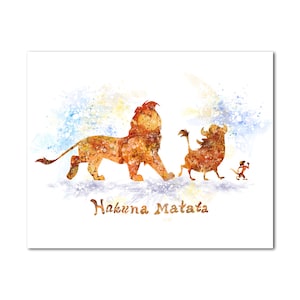 Hakuna Matata Immagine Re Leone Simba Timon e Pumba Digital Download Bambini Regalo Nursery Room Decor Art Digital Painting Instant Image