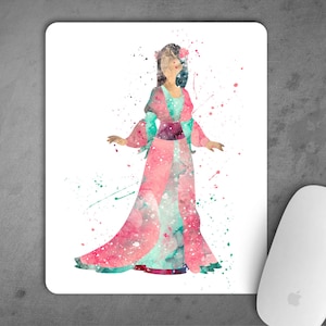 Mulan Princess Watercolor Mousepad Mouse Pad Art Print Decor express delivery option mouse mat gift Fa Mulan