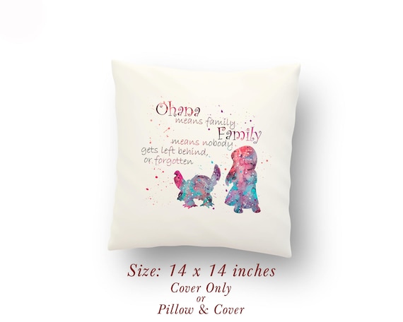 Lilo e Stitch Quote Copricuscino acquerello o cuscino Dimensioni: 14 x 14  Lilo & Stitch -  Italia