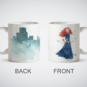 Princess Merida Brave White Mug or Magic Mug Watercolor Art Print cup Coffee Tea Cup Kitchen Decor Mug picture