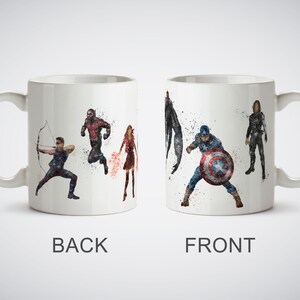 Captain America Civil War Team Cap Ant-Man Falcon Scarlet Witch Winter Soldier Hawkeye Bucky Barnes The Avengers White Mug or Magic Mug