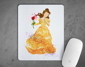 Belle Beauty and the Beast Watercolor Mousepad Mouse Pad Art Print Decor express delivery option gift Nursery Art mouse mat